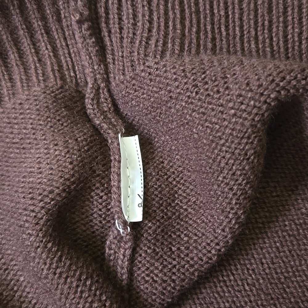 Cropped Brown Cardigan Sweater Embroidered Sun Pockets V-Neck Button Front Large - Picture 15 of 15